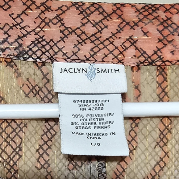 Jaclyn Smith Women's Size Large Top Semi Sheer V-neck Pullover Cover-up Sequins - Picture 2 of 5